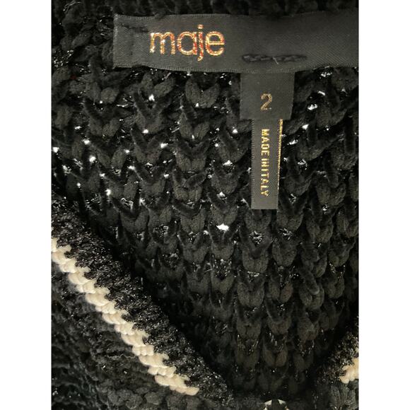 Maje Black Full Zip Sweater Size 2 - Picture 4 of 4